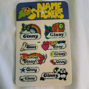 Vintage 70s Rainbow Holographic Ginny Name Stickers